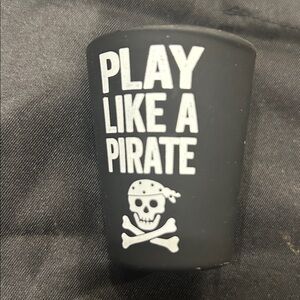 black pirate-themed shot glass play like a pirate theme skull & crossbones pic